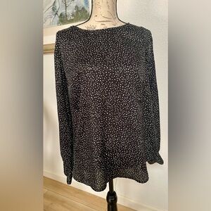 Lane Bryant blouse black and white/silver polka dots.